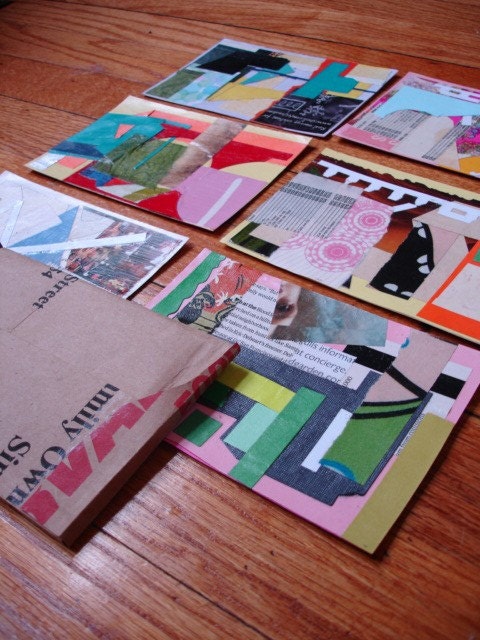 Eco Art Paper collage Postcards