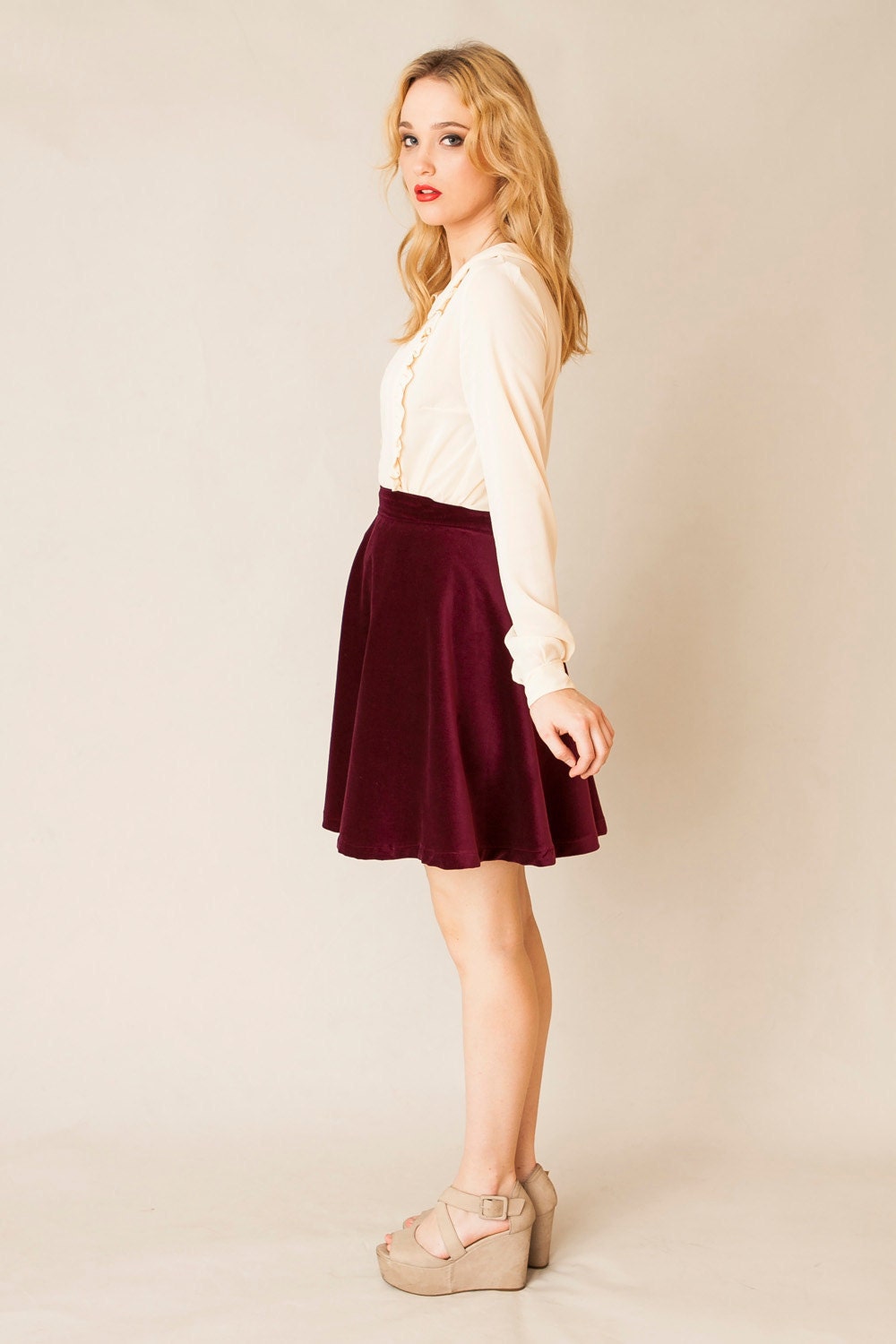 Paulette Skirt - Claret - Made To Order