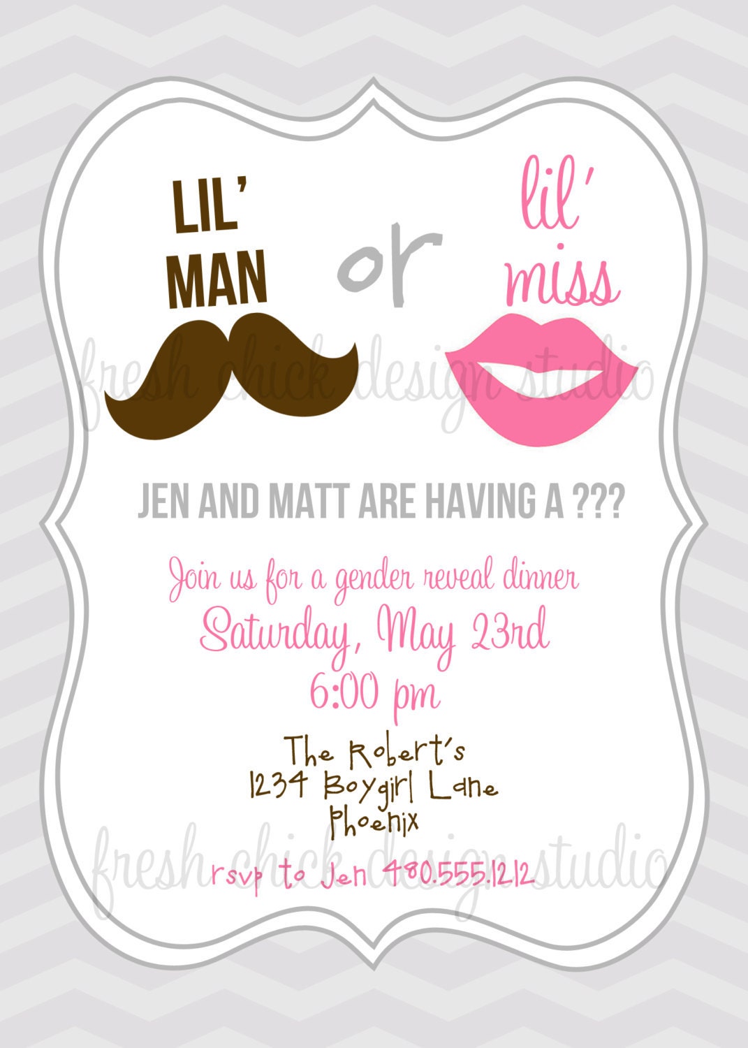 Printable Party  Invitation - Gender Reveal Party Invitation or Baby Shower - Petite Party Studio