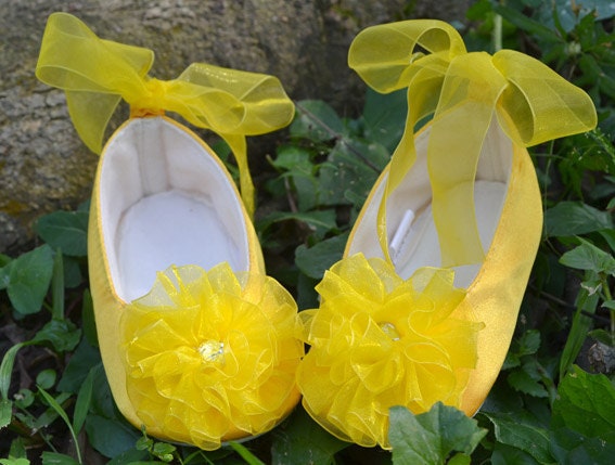 Soft bottoms yellow party shoes Tutu skirts  ballat flats infants baby toddler girl shoes