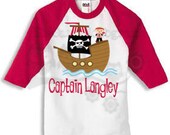Boy - Arggh Matey - Pirate - Birthday - Raglan Tee - Personalized -  Shirt - Onesie - DTG