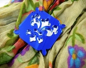 Baroque laser cut acrylic brooch in four rich mirrored colours