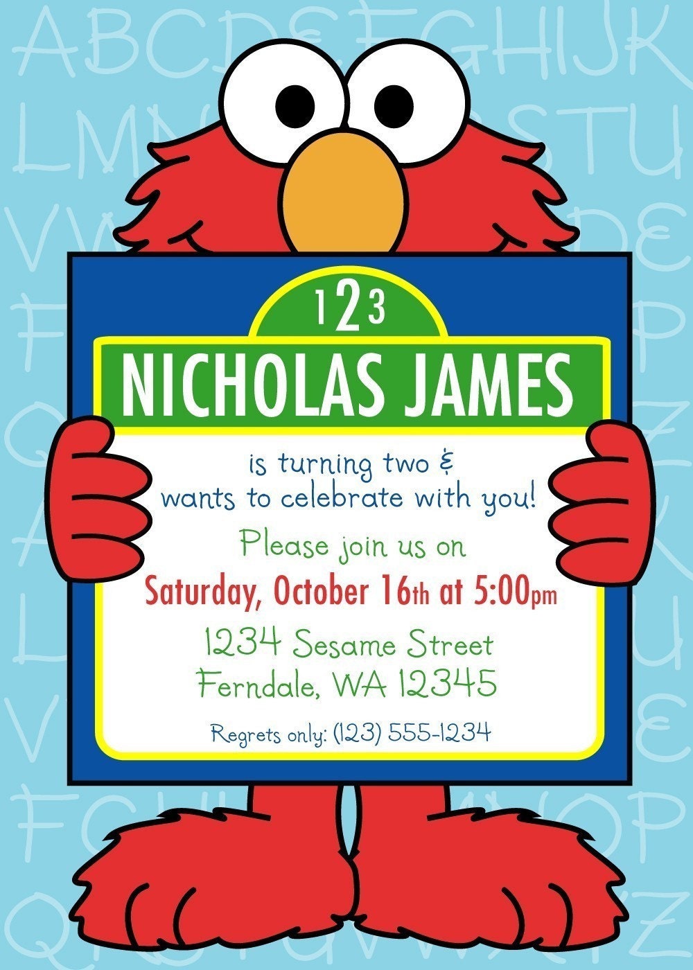 Elmo Birthday Party Invitation
