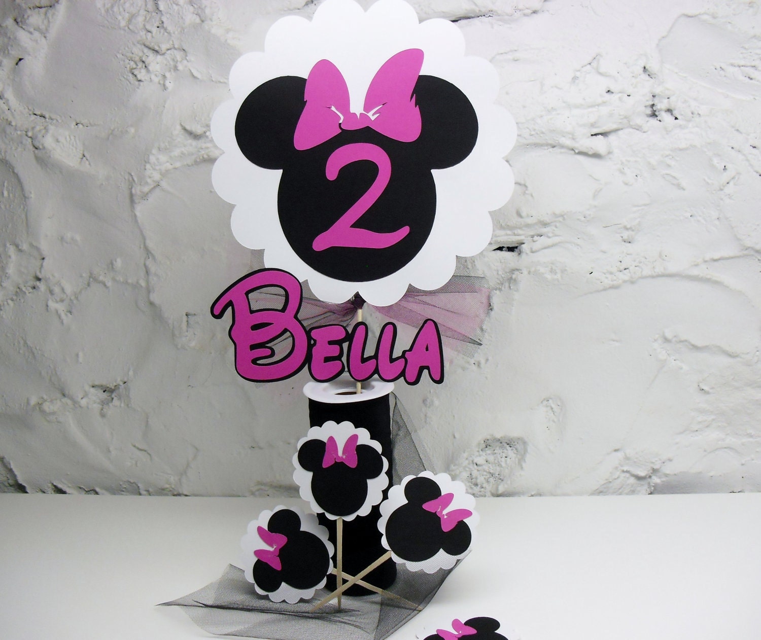Personalized Minnie Mouse Inspired  Cake Topper or Centerpiece