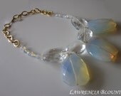 Opalite Stone Crystal Statement Beach Resort Bridal Necklace