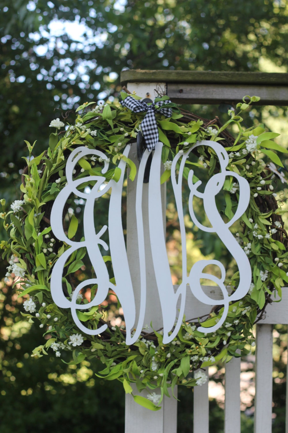 18" Wood cut script monogram unpainted