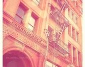 downtown LA photography, Bradbury building photograph, Blade Runner film, Los Angeles, urban home decor city, cinema lovers, pink print