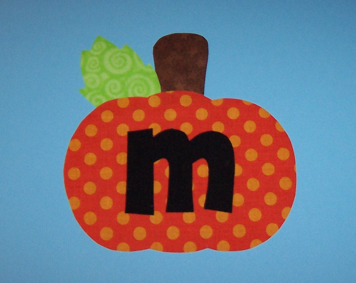 Iron On Applique Personalized Initial Halloween PUMPKIN