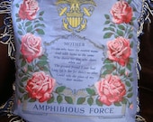 Vintage Satin 1940s US Navy Mother Pillowcase Cover Roses an Poem
