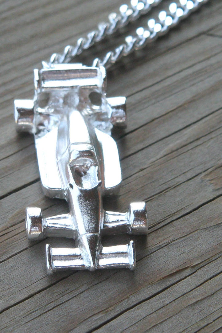 F1 Sterling Silver Racing Car Pendant Made to Order