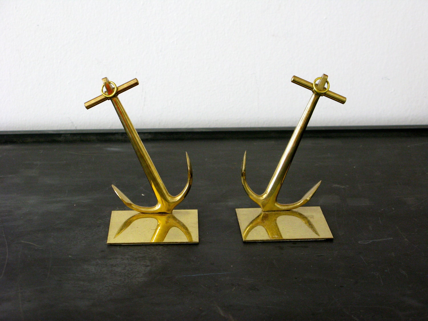 Vintage Brass Nautical Anchor Bookends