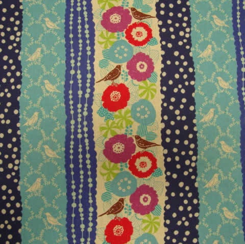 Echino Fabric Fall 2011 - Bird Stripe in Blue - 1 Yard