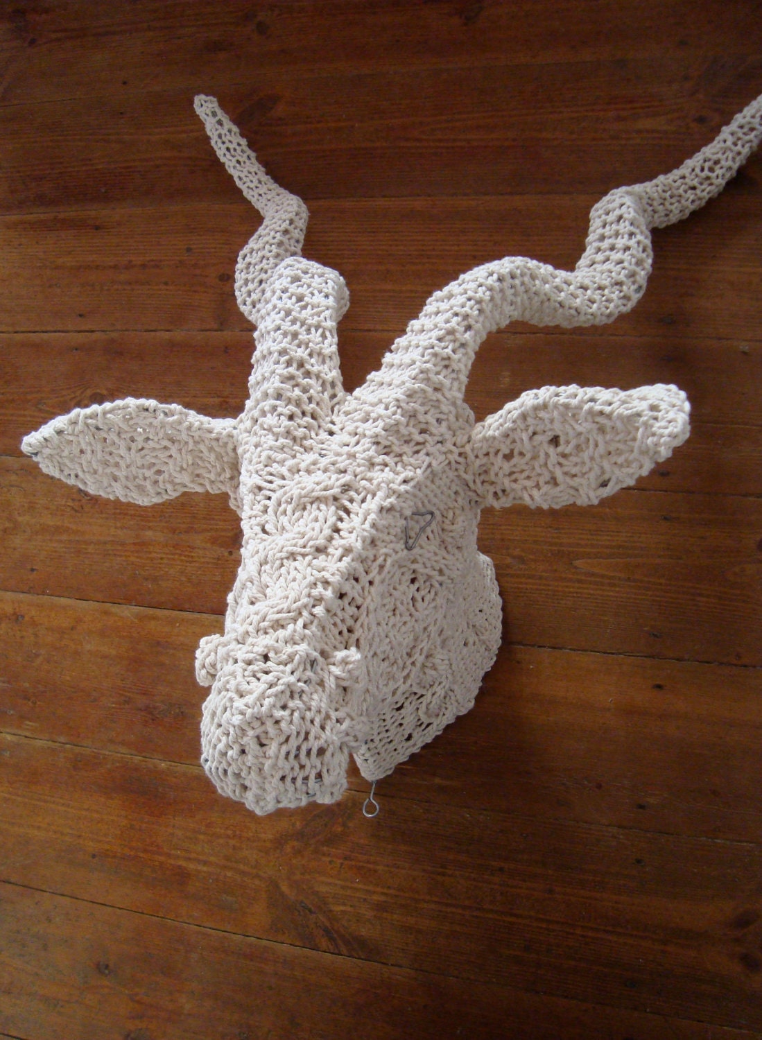 chunky cotton string knit kudu wall hanging/ light
