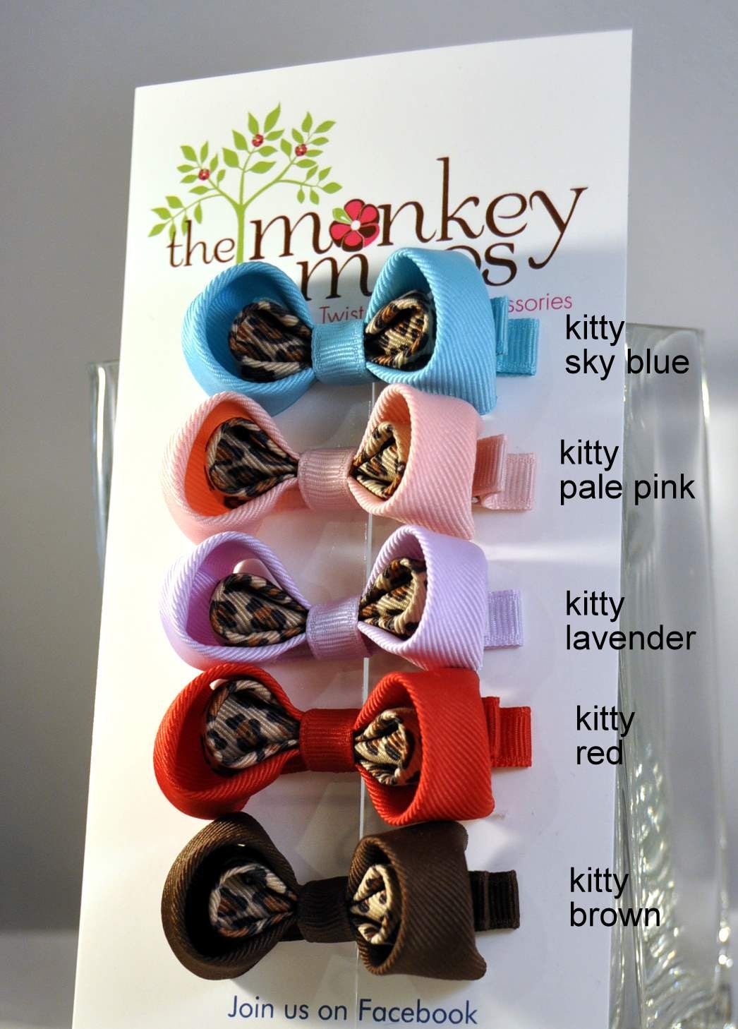 Rainbow Bowtie- Flower Fabric Hairclip - SET of 5- Kanzashi