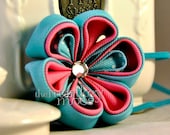 Fabric Flower Headband - Saltwater Taffy Large DBL Moonbeam - TheMonkeyMoos