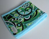 Michael Miller Mod Swirls on Aqua Hand Dyed Burp Cloth