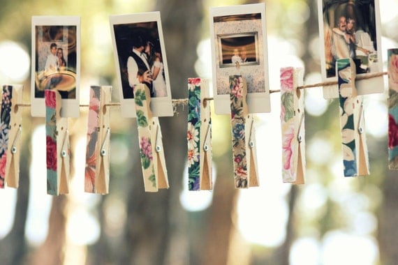 Floral Clothespins Set of 120 Wedding Decor - Bohemian Escord Card Holders