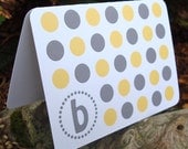 Personalized Monogram Polka Dot Note Cards - Set of 8 - Yellow and Gray