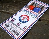 Baseball Ticket Save The Dates with Photo (Deposit) - FREE SHIPPING