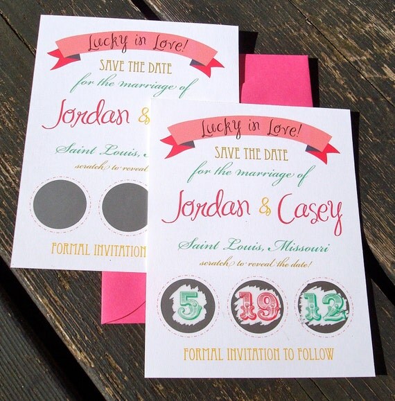Scratch Off Lottery Ticket Save The Date (Sample) - As Seen in Brides Magazine UK and Flea Market Style Weddings