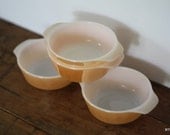 Set of 4 Fire King Anchor Hocking 8 Ounce  Model 472 Metallic Butterscotch Ramekins