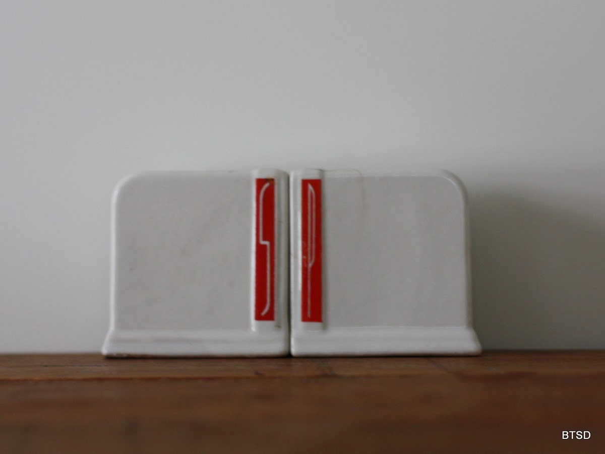 Vintage Ceramic Red and White Salt and Pepper Shakers