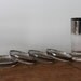 Vintage Silver Rimmed Ombre 9 Piece Glassware Set Including Glass Coasters and Caddy