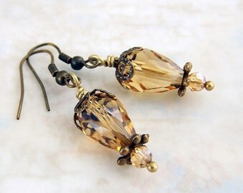 Cut Glass Hot Air Balloon Earrings in a Steampunk Style - Steampunk Jewelry - Dangle Earrings