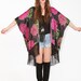Reserved floral Duster with black long fringe