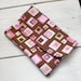 Fabric wallet, brown, pink, geometric, squares velcro, pockets, lined, womens, teens, accessories, ready to ship, handmade