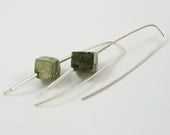 sterling silver pyrite earrings free shipping simple minimal modern geometric lightweight brown gemstone