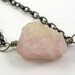 Necklace chain rose quartz unisex modern minimalist rough nugget healing stone fine lightweight aluminium bronze tone free shipping