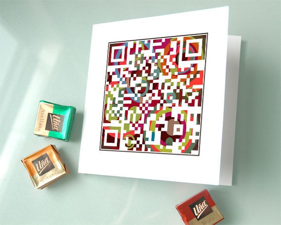 Holiday card set - Custom greeting cards - Merry Christmas & Happy New Year or Personalized Message - Greeting card - OOAK QR Code Art