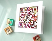 June birthday card - "i love you" or Personalized Message for Additional 3 Dollars - Anniversary Card - OOAK QR Code art