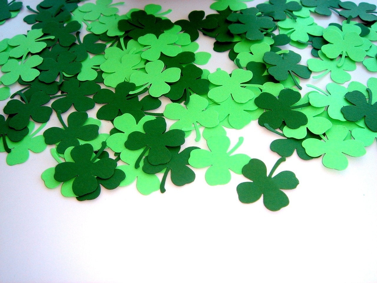 200 Pieces - Lucky Shamrocks with Four Leaf Clover Hand Punched Confetti - Perfect for Weddings, Showers and Anniversaries