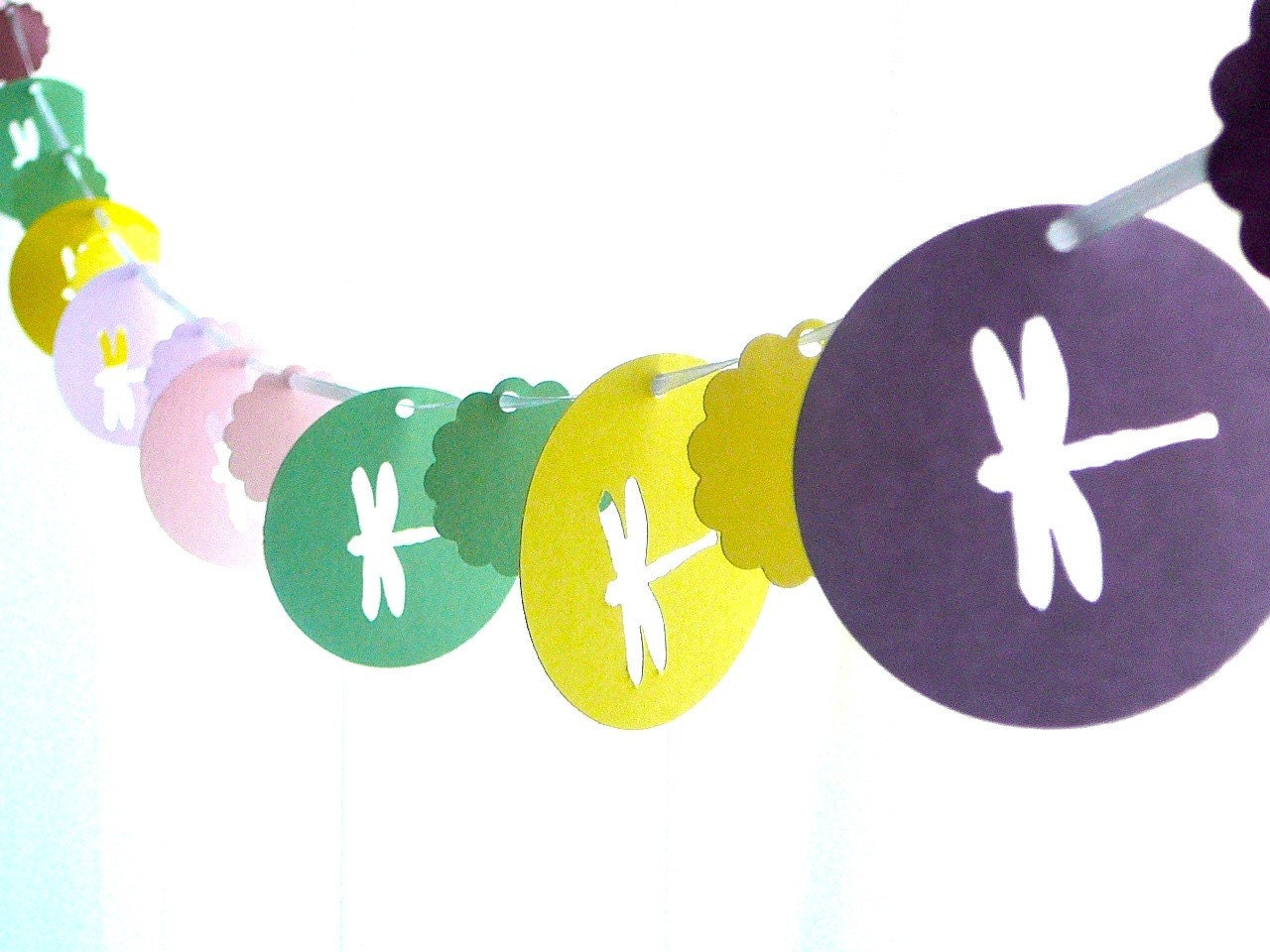 6 Foot - Spring Garden Dragonfly Garland - available in your choice of colors  -  Party Banner Garland perfect for Parties, Baby Showers