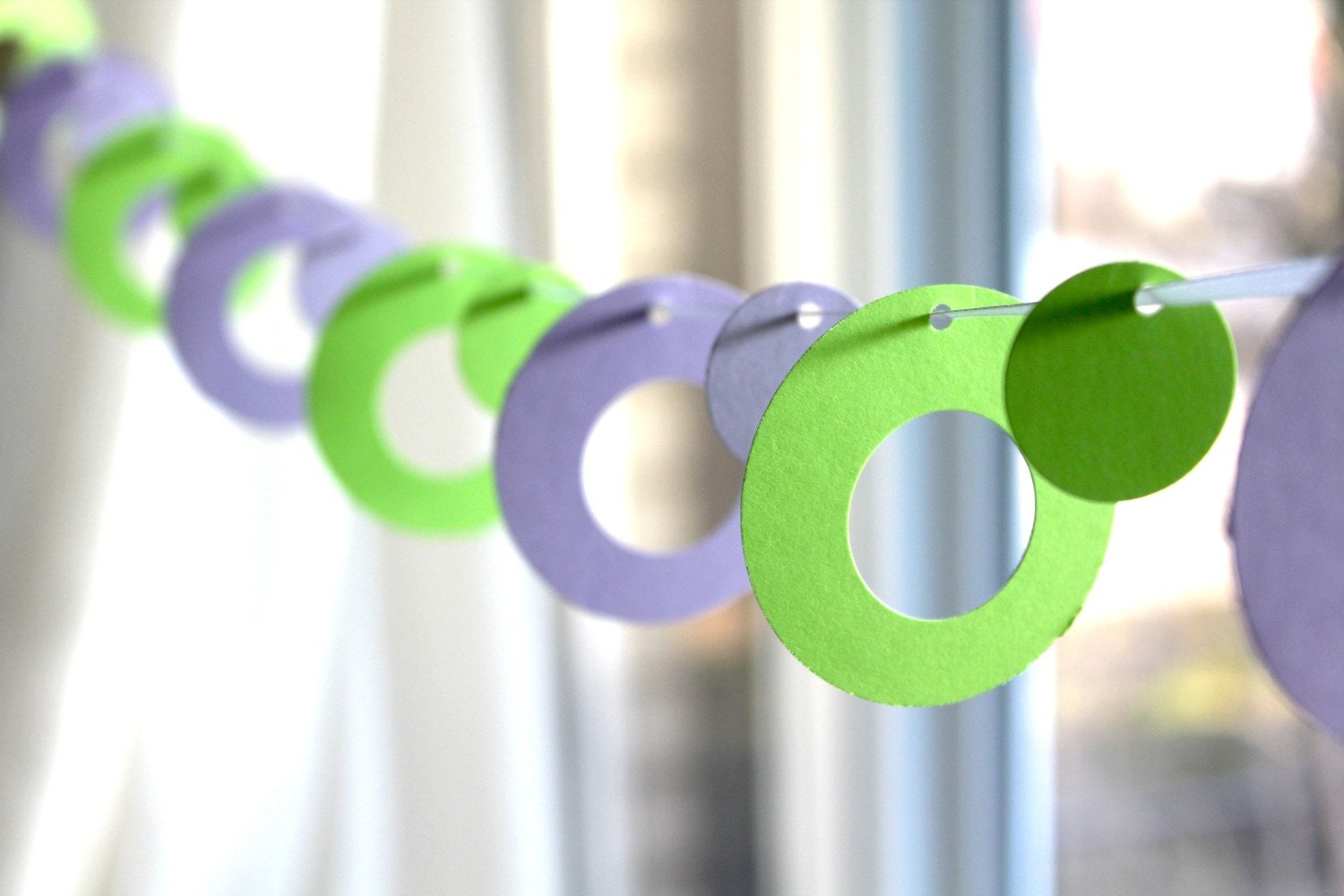 6 Foot - Spots and Dots in Spring Green and Lavender Garland - available in your choice of colors  -  Party Banner Garland