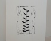 Harvest Garden Ivy Linocut PRINT Black Ivy Plant 9x12