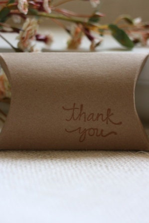 kraft pillow favor box,ThaNk YoU x12, wedding favor box, party favor pillow box, candy box, kraft box