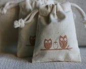 ReSeRvEd for Eloisa musin gift bags  OwLs on a BrAnCh x30 favor bags, party favor, soap bag, candy bag, muslin wedding favor bag