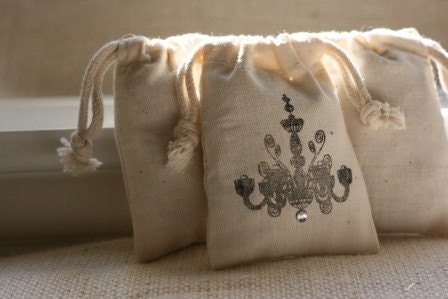 muslin bag CHANDELEIRx10, Wedding muslin bag, wedding favor bag