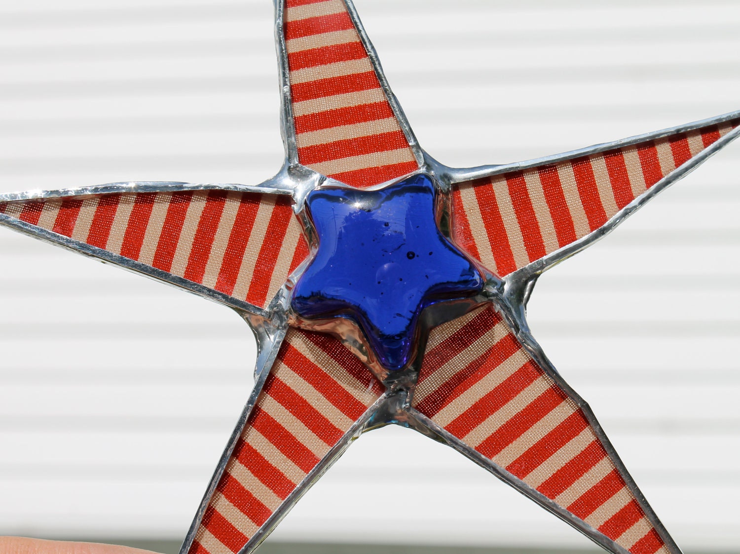 Washington Star--6 inch stained glass star- patriotic stripes and stars- red white blue