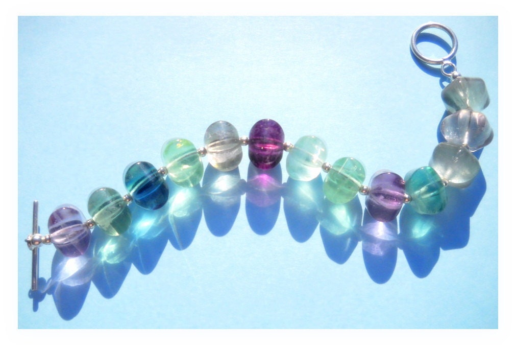 Rainbow Fluorite Jewelry - Bracelet - Multi Colored Semi Precious Gemstone