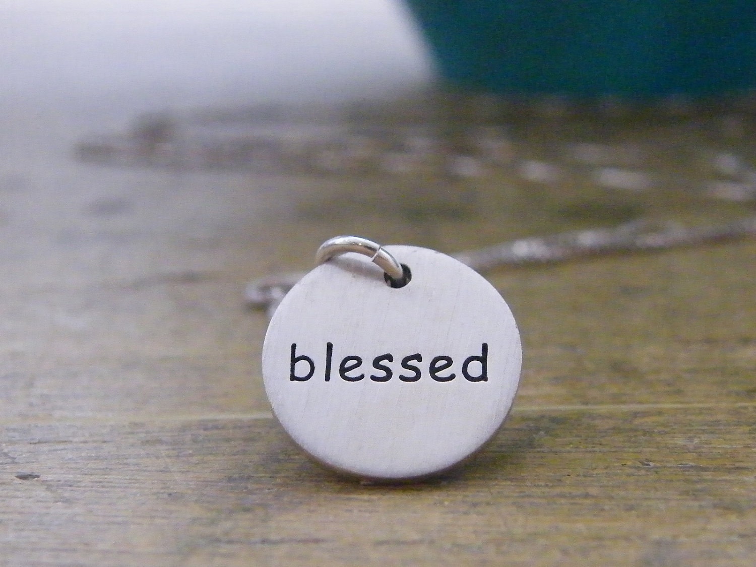 blessed sterling silver round disc necklace matte finish