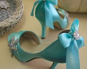 Wedding Shoes  Beach Wedding Tiffany Blue Wedding Bridal Bride High Heels