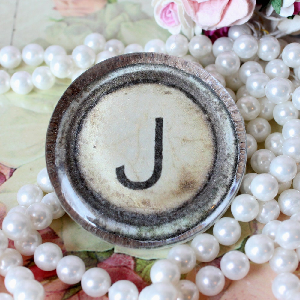 Vintage Typewriter Key Glass Paperweight Customize with ANY letter