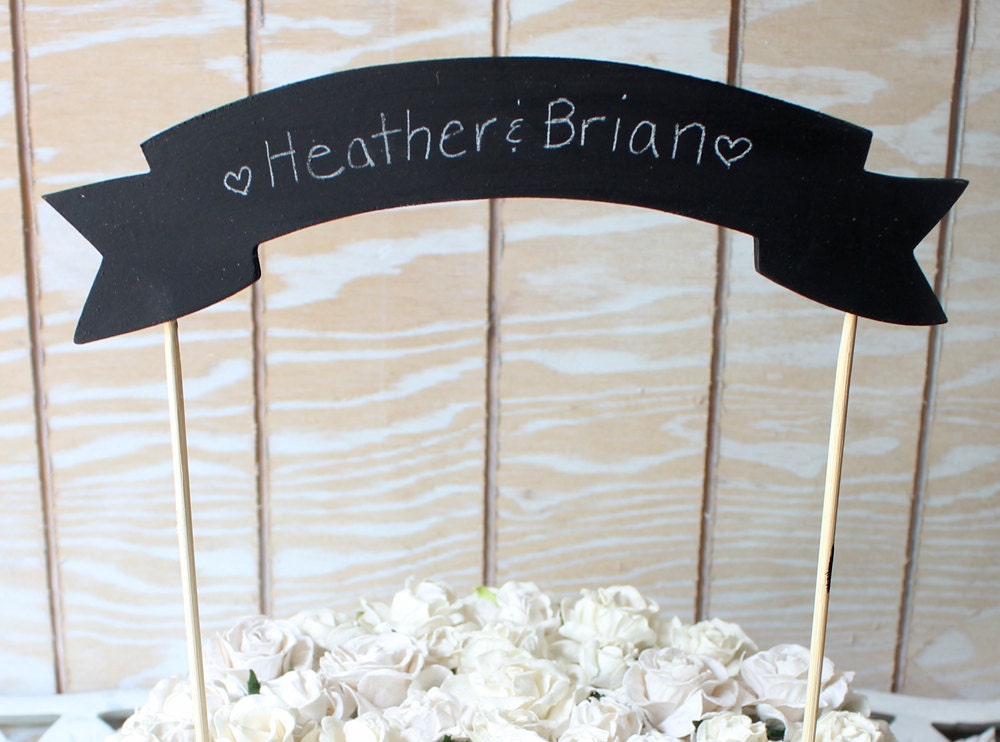 Chalkboard Cake Banner Cake Topper Two Sided