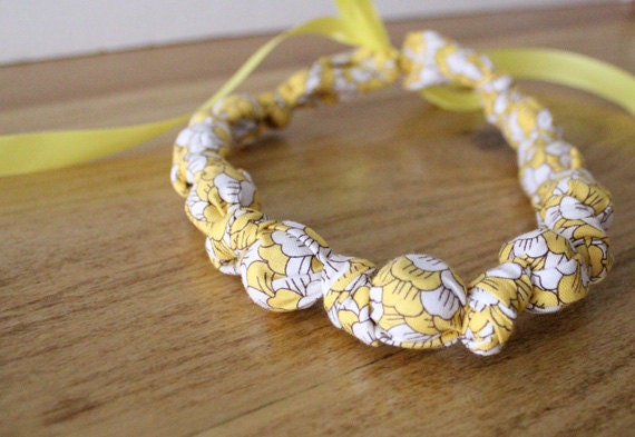 knotted statement necklace / beaded teething nursing necklace -- yellow blossom