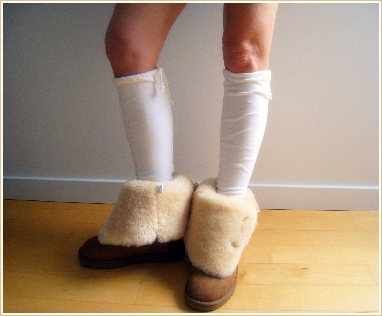 Recycled T Shirt Leg Warmers / White / Girls / Teens / Cotton / Soft / Warm / Stretch / Eco Friendly / Gift Under 20 USD / by ohzie