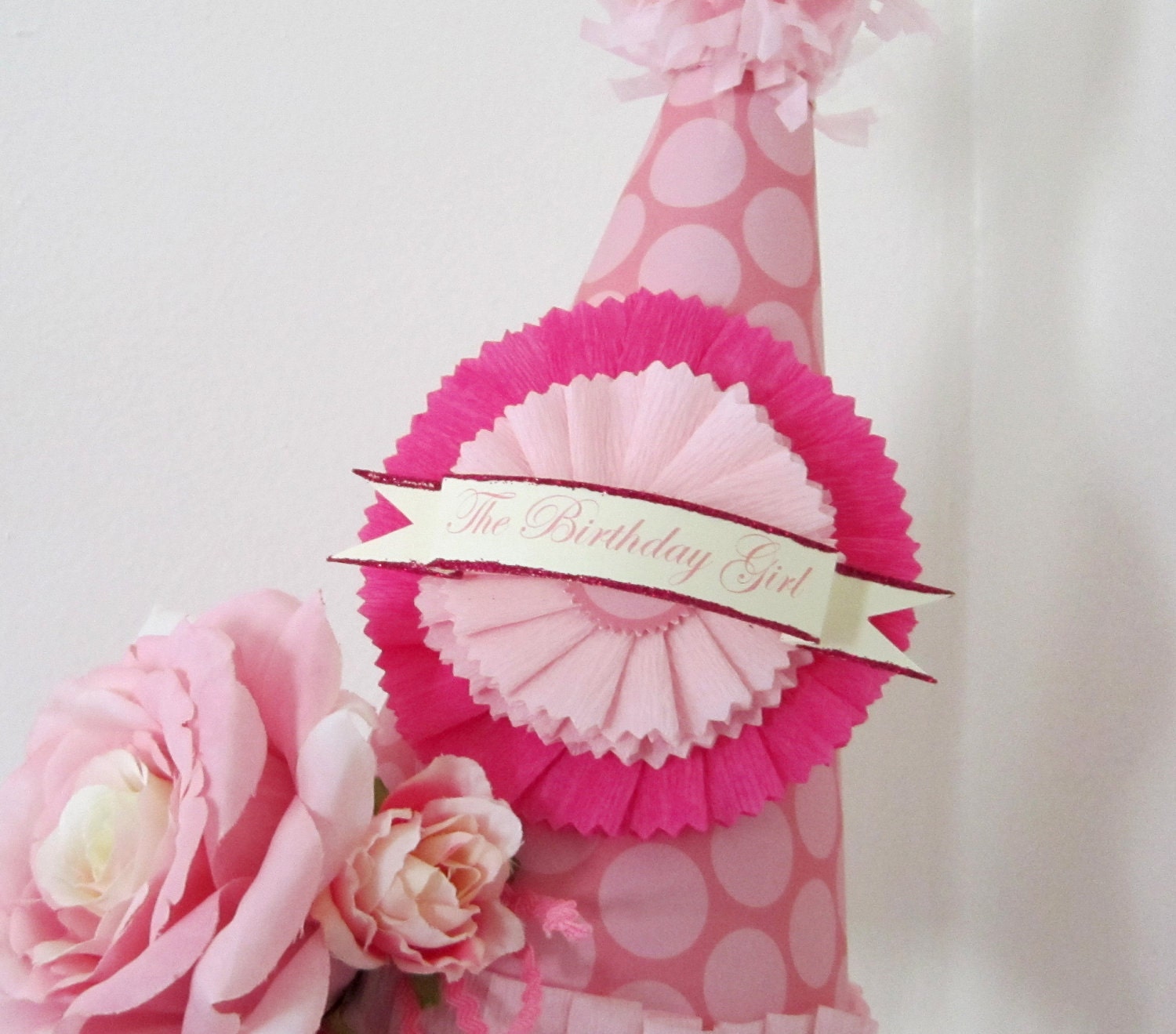Paper Party Hat Shabby chic Rose, photo prop, special occasion